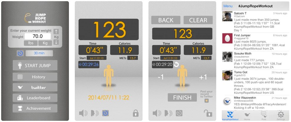Screenshots of Jump rope workout