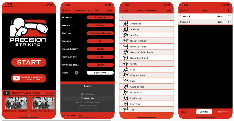 Screenshots of Precision Boxing Coach