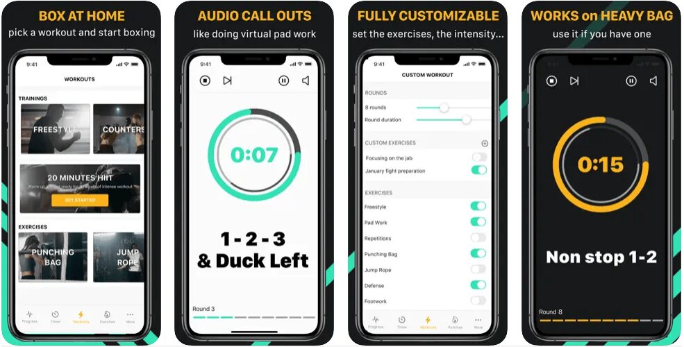 Screenshots of The Shadow Boxing App