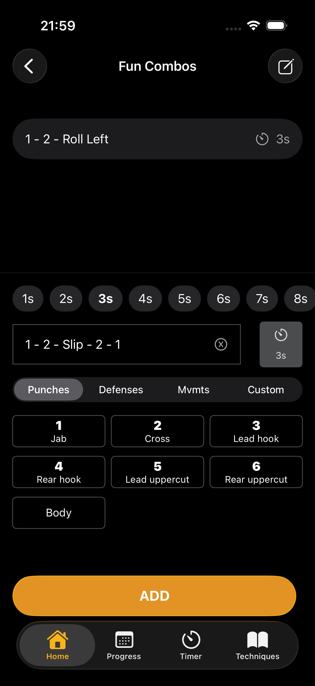 Setting a custom delay for a boxing combo
