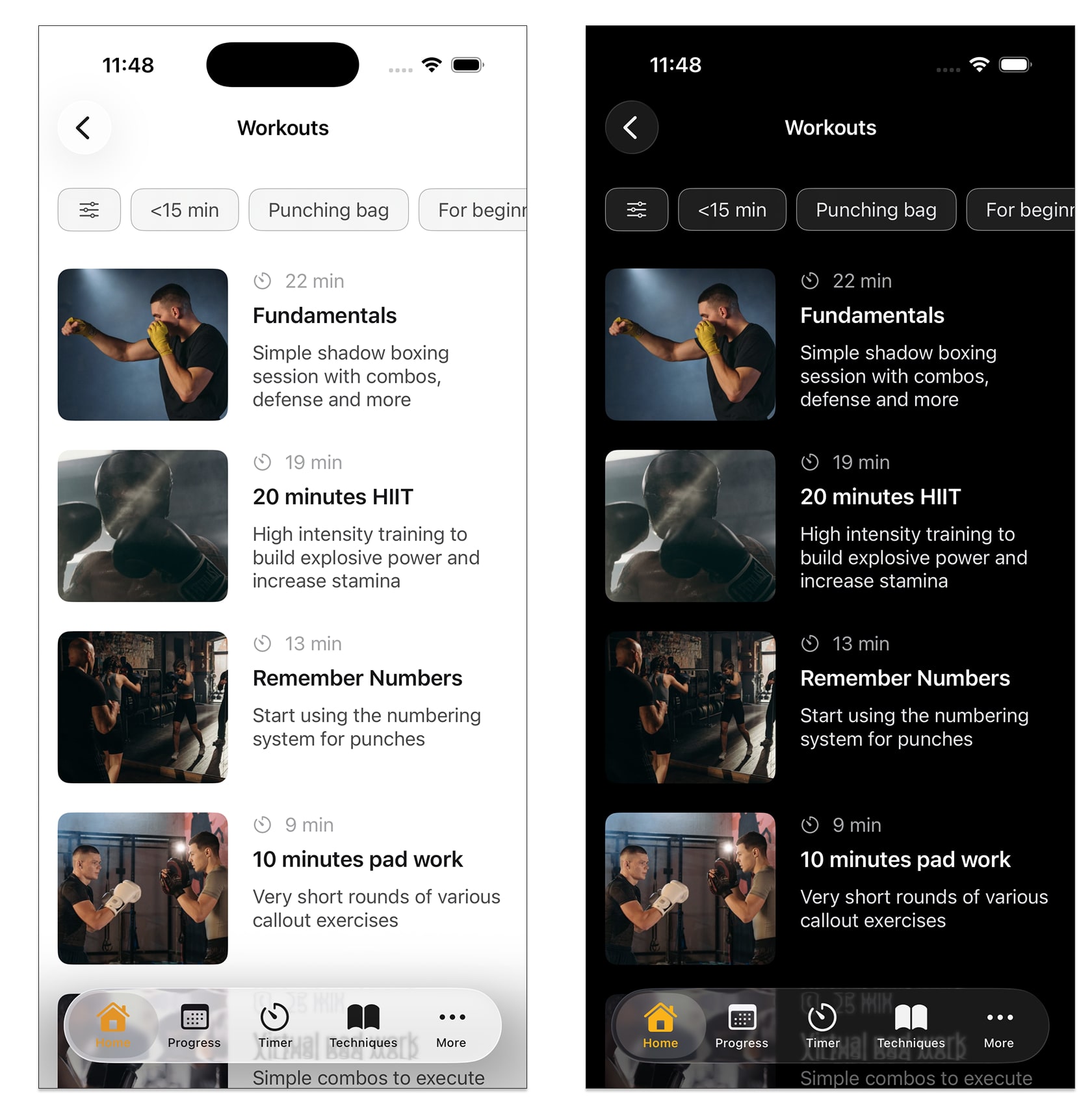 Dark mode for Boxing App
