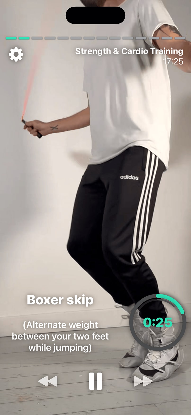 Jump rope for boxing with an app