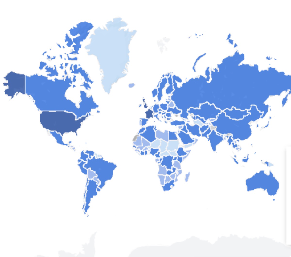 World map showing the countries where the Shadow Boxing App is used