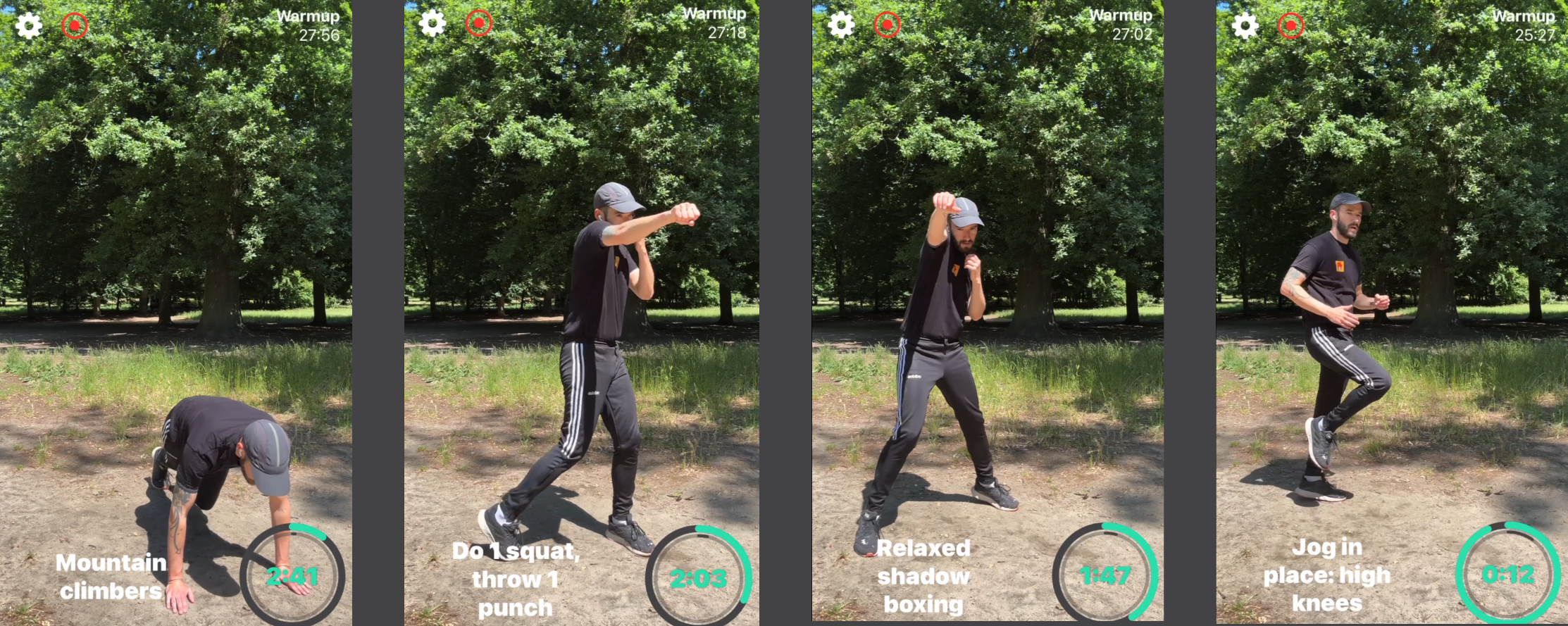 Boxing warmup with an app