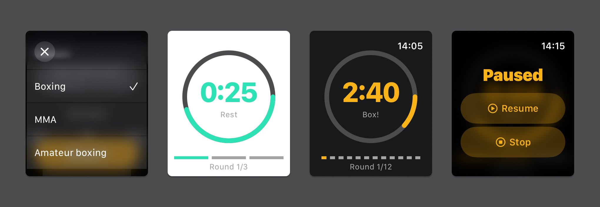 Boxing timer on Apple Watch