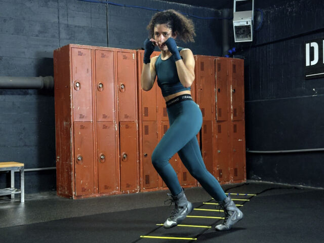 Speed ladder footwork drills with the boxing app