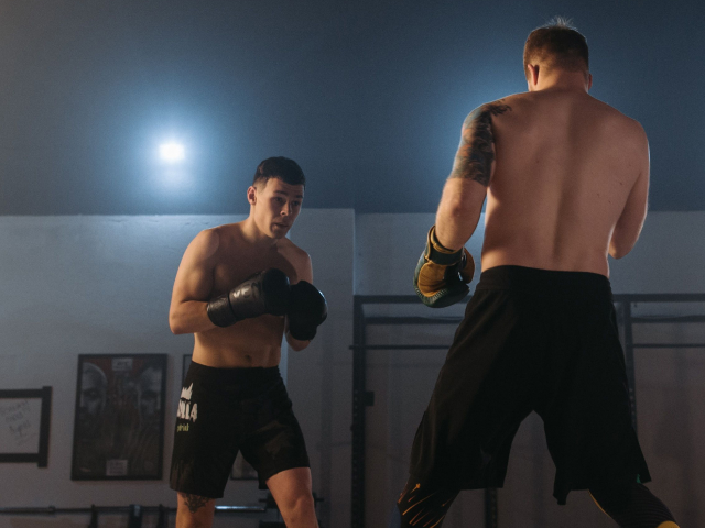 Light sparring with a training partner using the boxing app