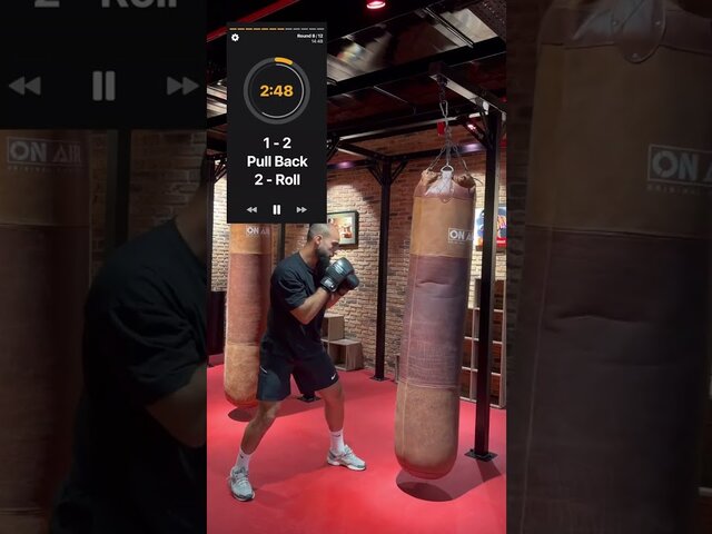 See a 1-2, Pull Back, 2-Roll Round on the Heavy Bag