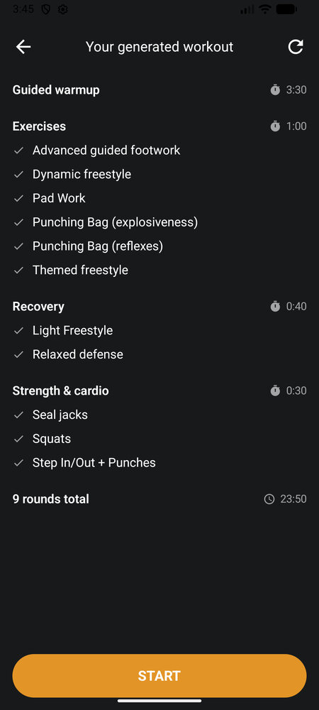 android quick start generated workout
