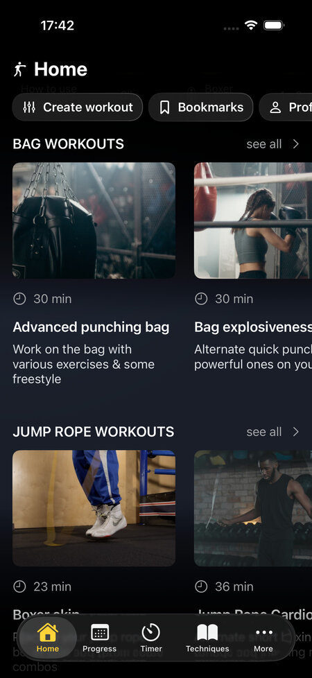 list of bag and jumprope workouts