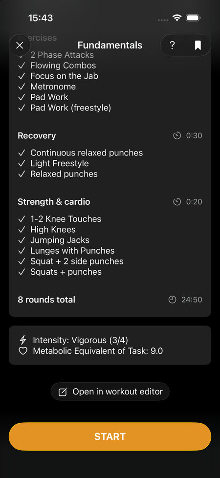 open in workout editor