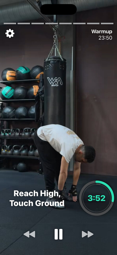 warmup workout mobility reach high touch groud