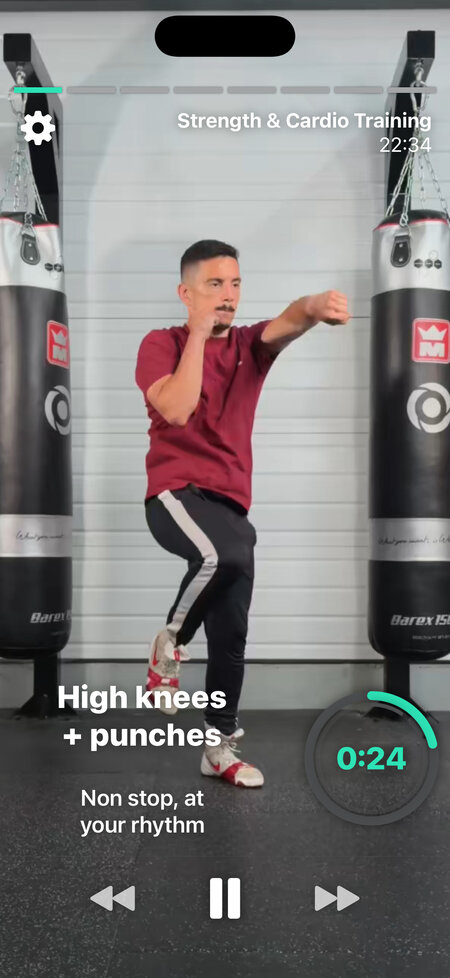 workout high knee punches