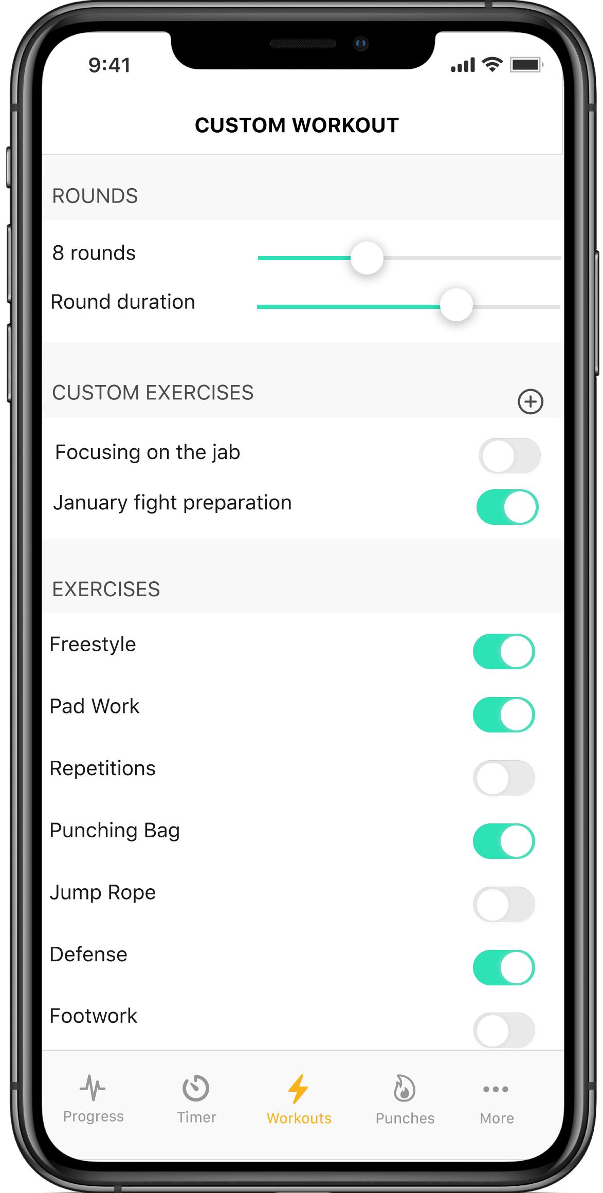 Custom boxing training app