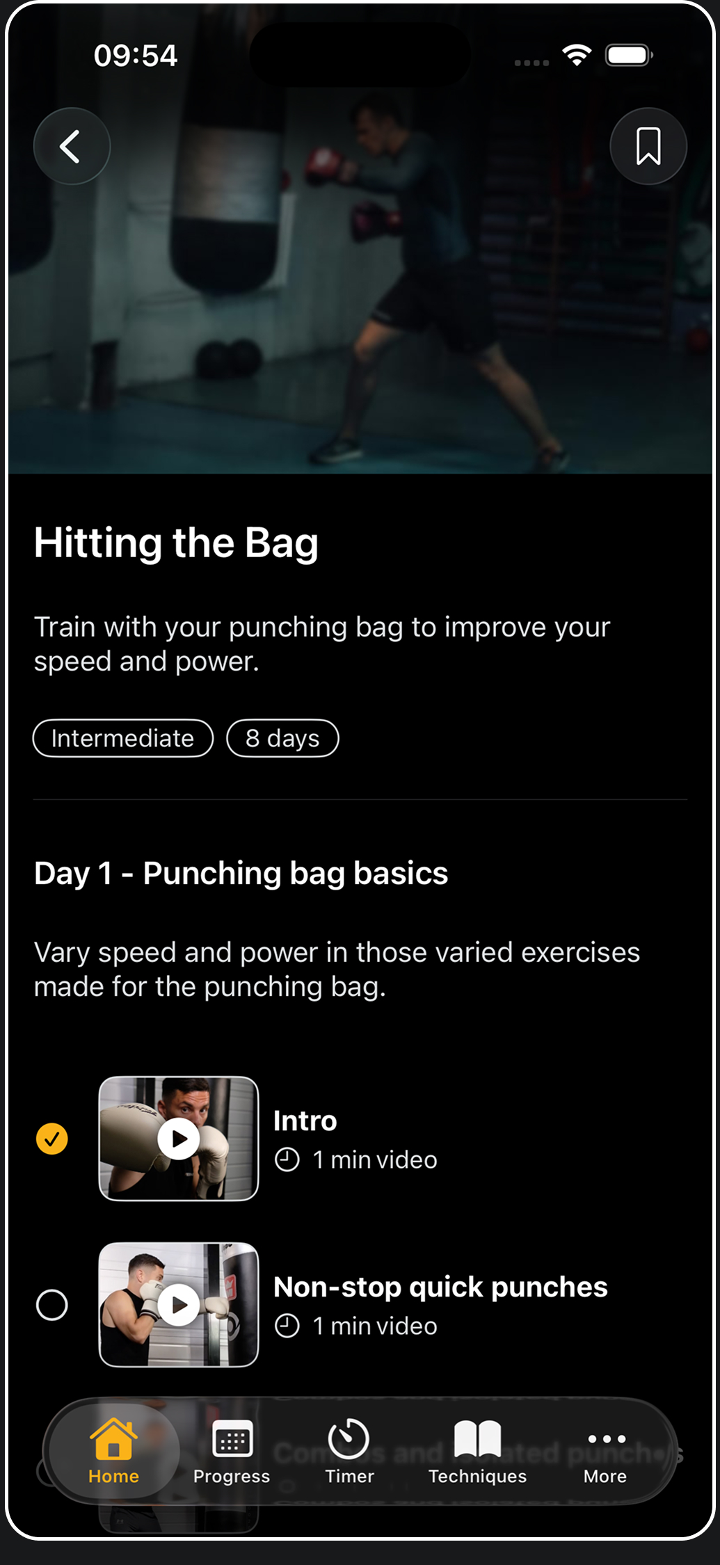 Boxing app on the punching bag